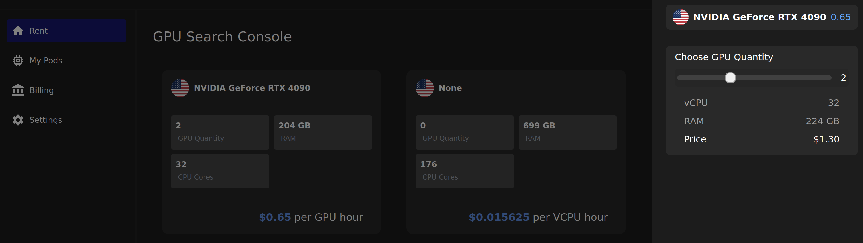 Rental dashboard